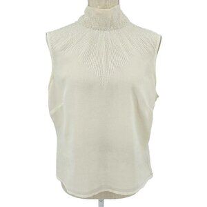 Amanda Wakely High Neck Beaded Blouse Top Beige Women’s Size 16 Evening Business